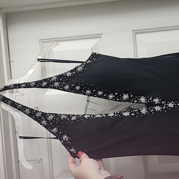 Black beaded prom dress sz 10 - Picture 1 of 16